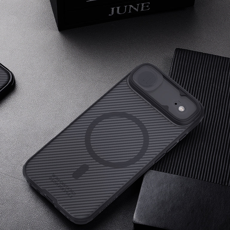 Handyhülle für iPhone Air, Nillkin CamShield Pro Magnetic mit MagSafe, Durchscheinend-Schwarz