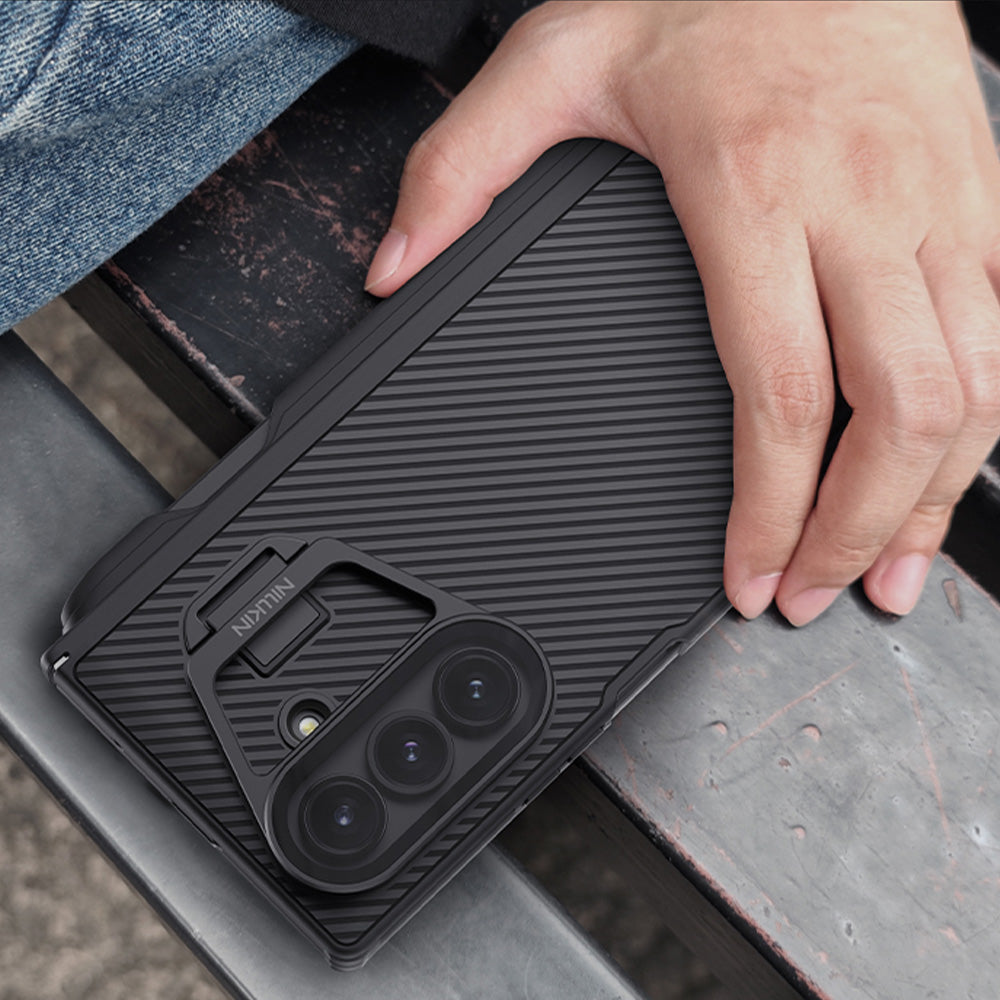 Handyhülle mit Kameraschutz und Stift für Galaxy Z Fold7, Nillkin CamShield Prop, Schwarz