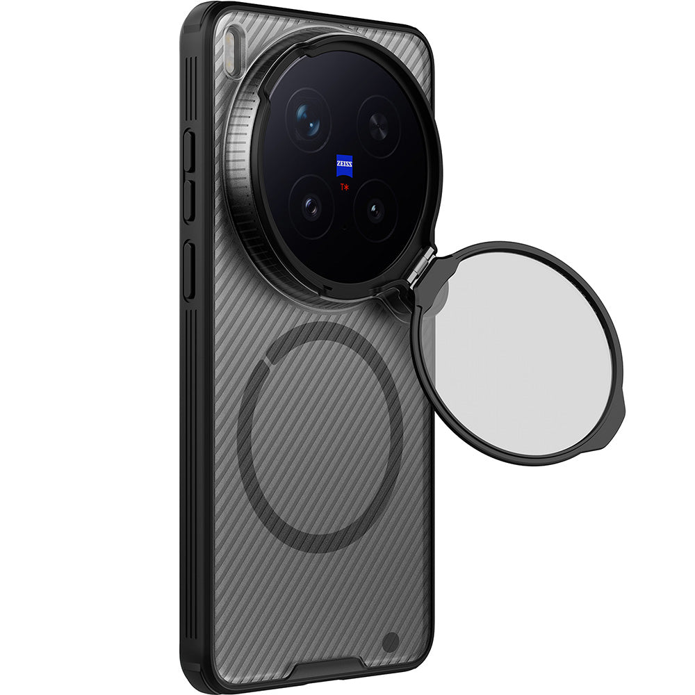 Handyhülle für Vivo X300 Ultra, Nillkin CamShield Prop Magnetic mit MagSafe, Rauchfarben mit Schwarzem Rahmen