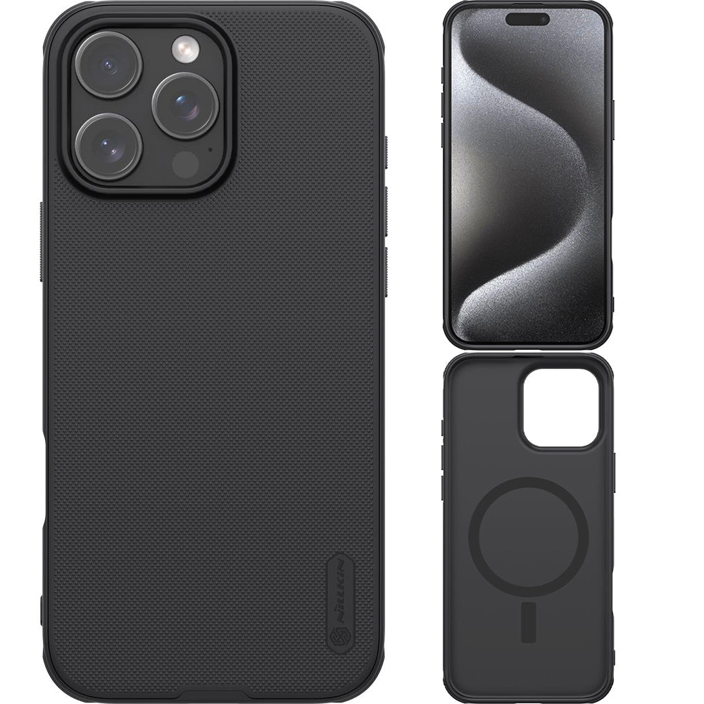Schutzhülle für iPhone 16 Pro, Nillkin Frosted Shield Pro Magnetic, Schwarz