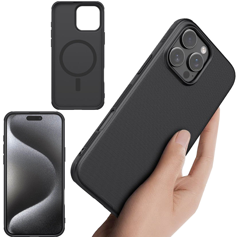 Schutzhülle für iPhone 16 Pro, Nillkin Frosted Shield Pro Magnetic, Schwarz