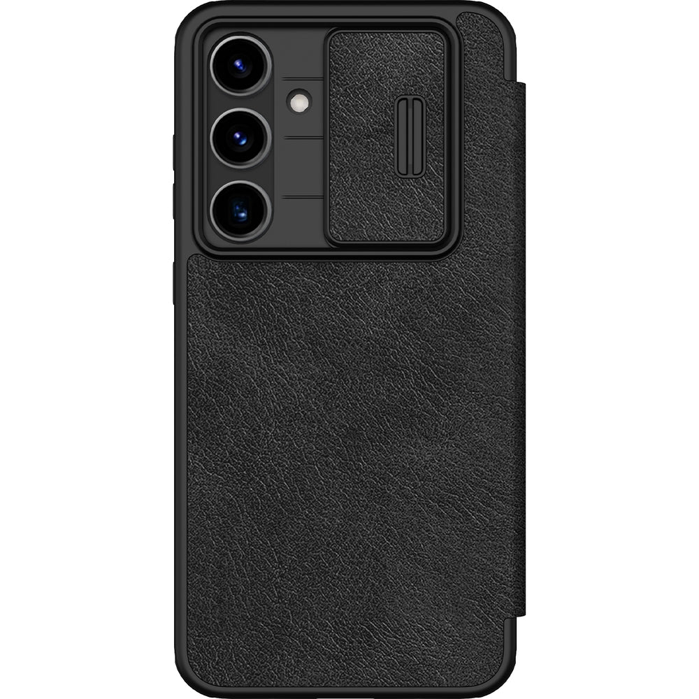 Handyhülle mit Klappe und Kameraschutz für Galaxy S24 FE, Nillkin Qin Pro, Schwarz