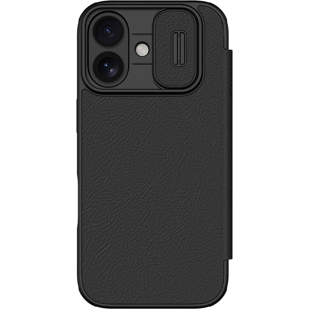 Handyhülle mit Klappe und Kameraschutz für iPhone 17, Nillkin Qin Pro, Schwarz