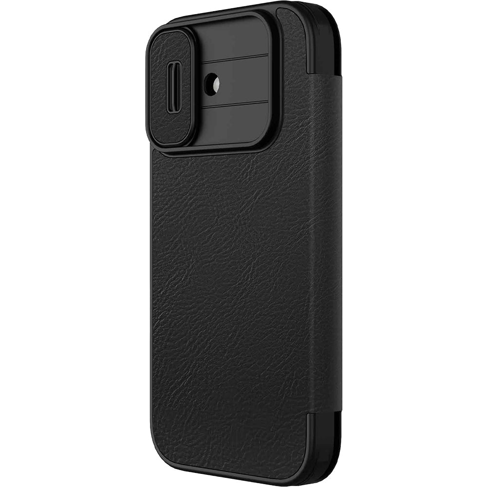 Handyhülle mit Klappe und Kameraschutz für iPhone 17, Nillkin Qin Pro, Schwarz