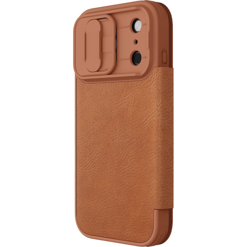 Handyhülle mit Klappe und Kameraschutz für iPhone 18 Pro / 17 Pro, Nillkin Qin Pro, Braun