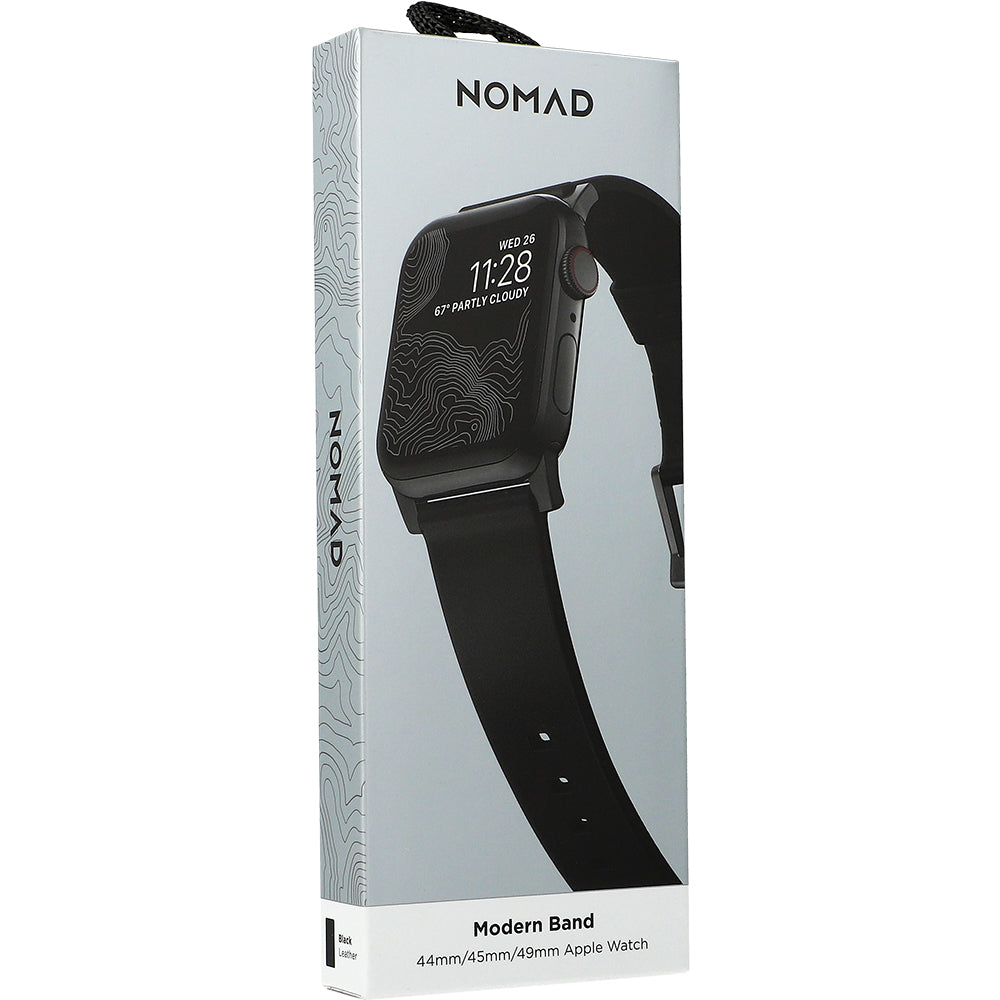Lederarmband für Apple Watch 49/46/45/44 mm, Nomad Modern Band, Schwarz