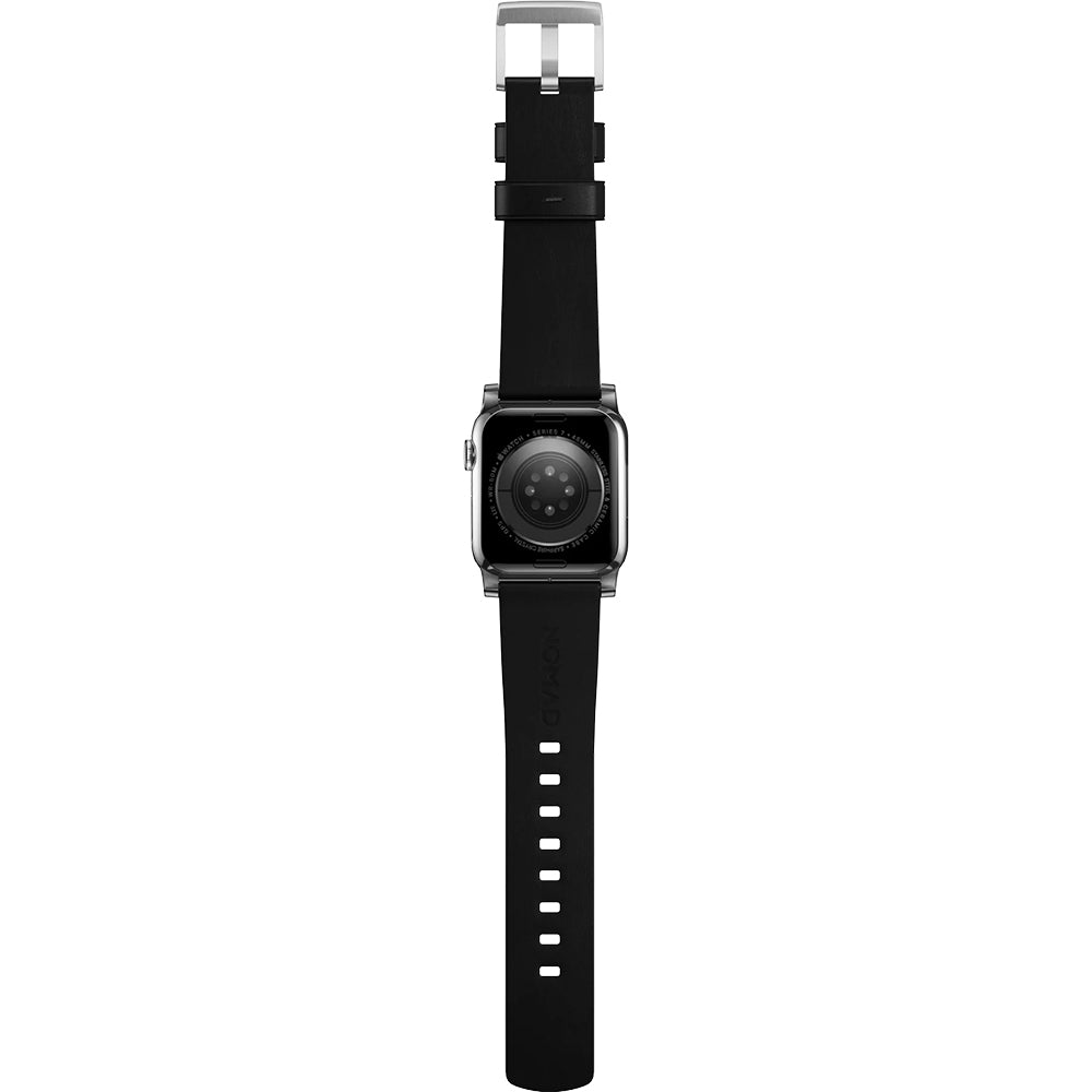 Lederarmband für Apple Watch 49/46/45/44 mm, Nomad Modern Band, Schwarz-Silbern