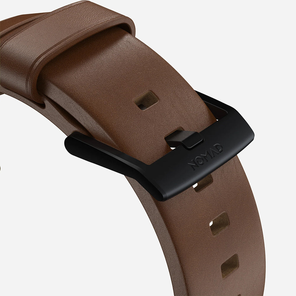 Lederarmband für Apple Watch 49/46/45/44 mm, Nomad Modern Band, Braun-Schwarz
