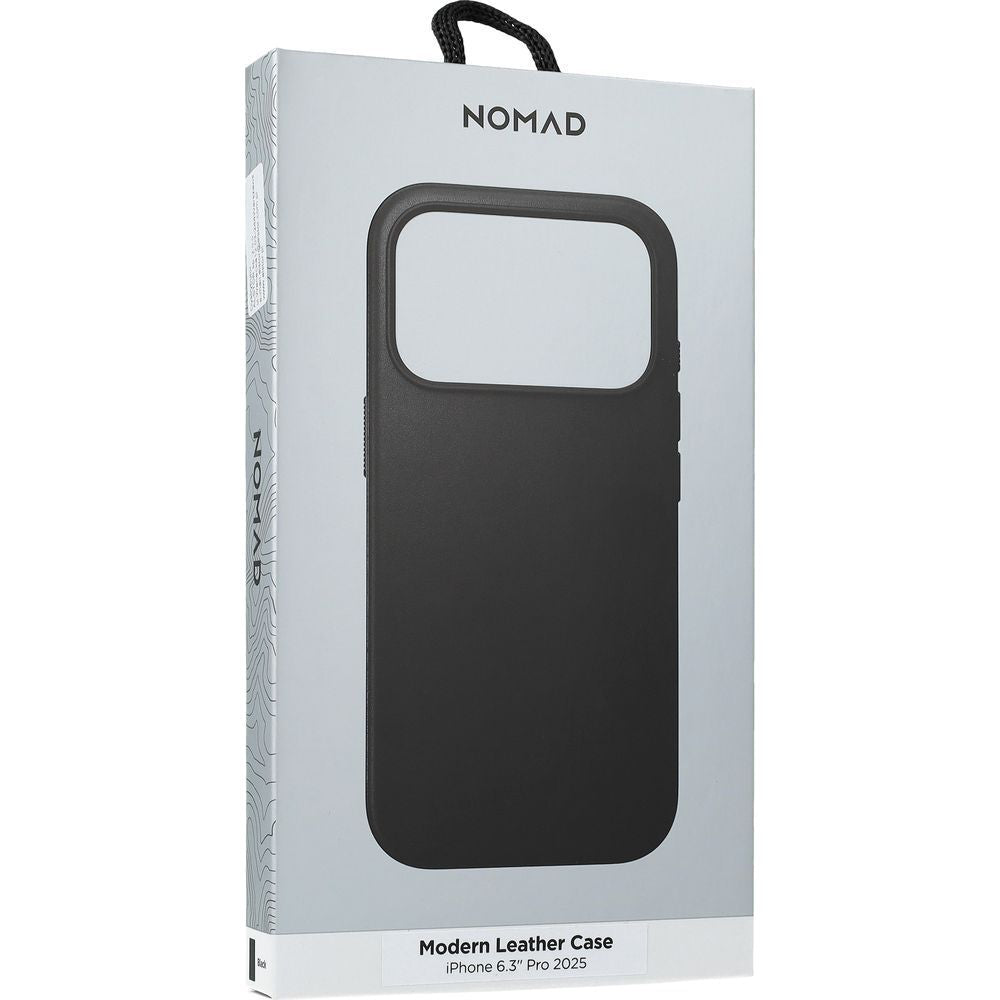 Handyhülle aus Naturleder für iPhone 17 Pro, Nomad Modern Leather Case mit MagSafe, Schwarz