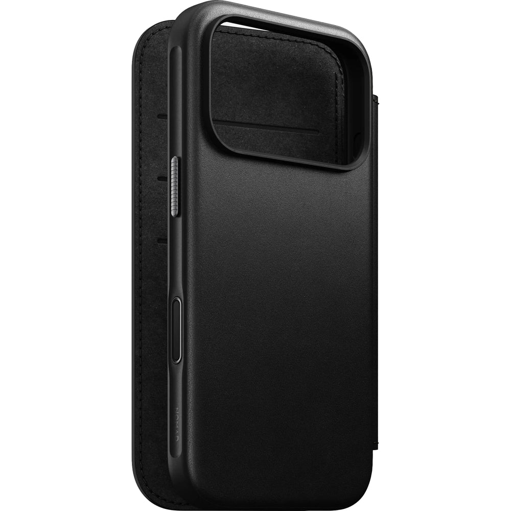 Handyhülle mit Klappe für iPhone 17 Pro, Nomad Modern Leather Folio mit MagSafe, Schwarz