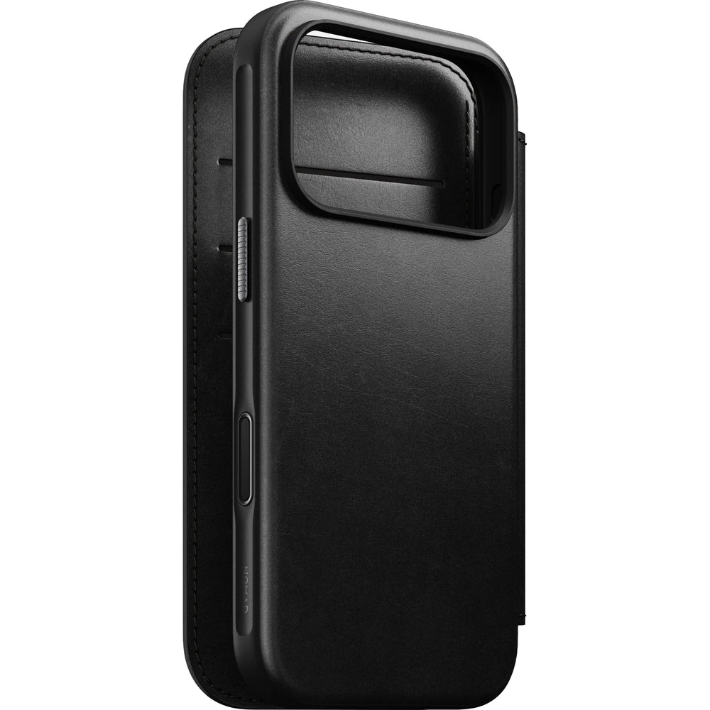 Handyhülle mit Klappe für iPhone 17 Pro, Nomad Modern Leather Folio Horween Series mit MagSafe, Schwarz