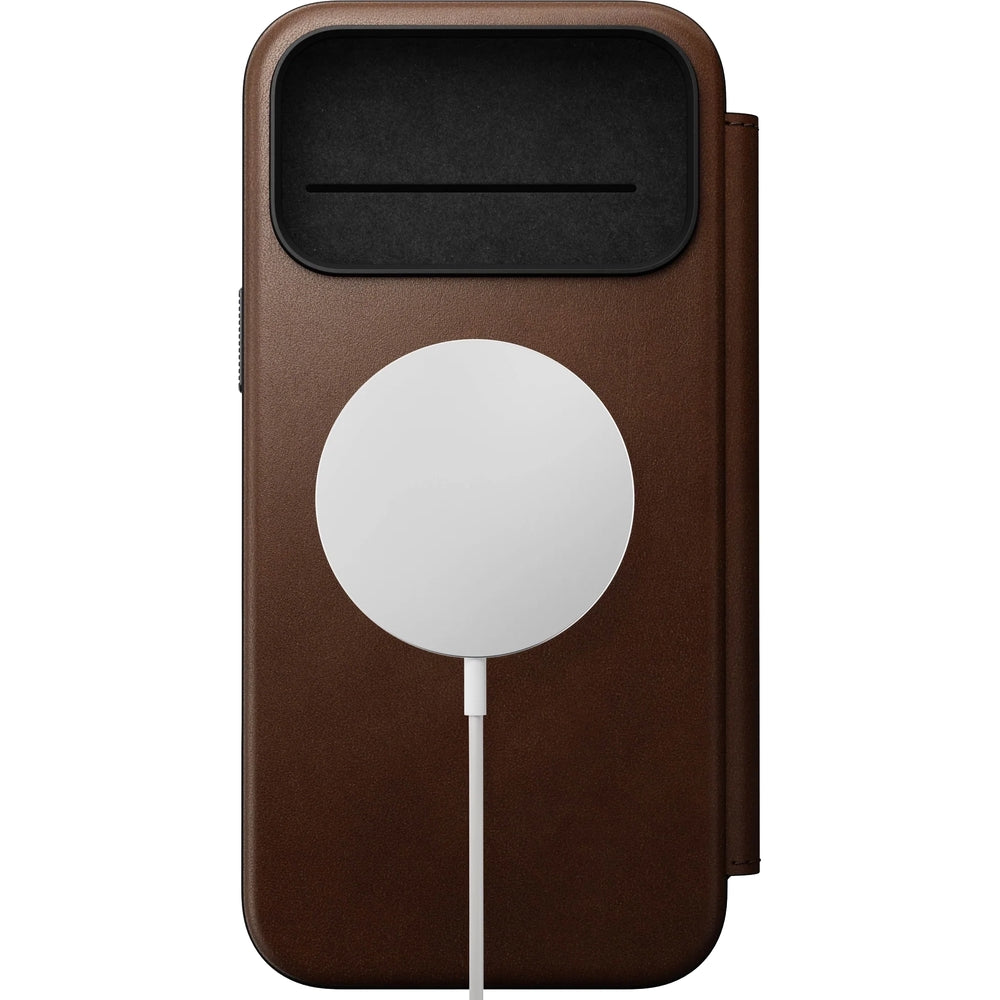 Handyhülle mit Klappe für iPhone 17 Pro Max, Nomad Modern Leather Folio mit MagSafe, Braun