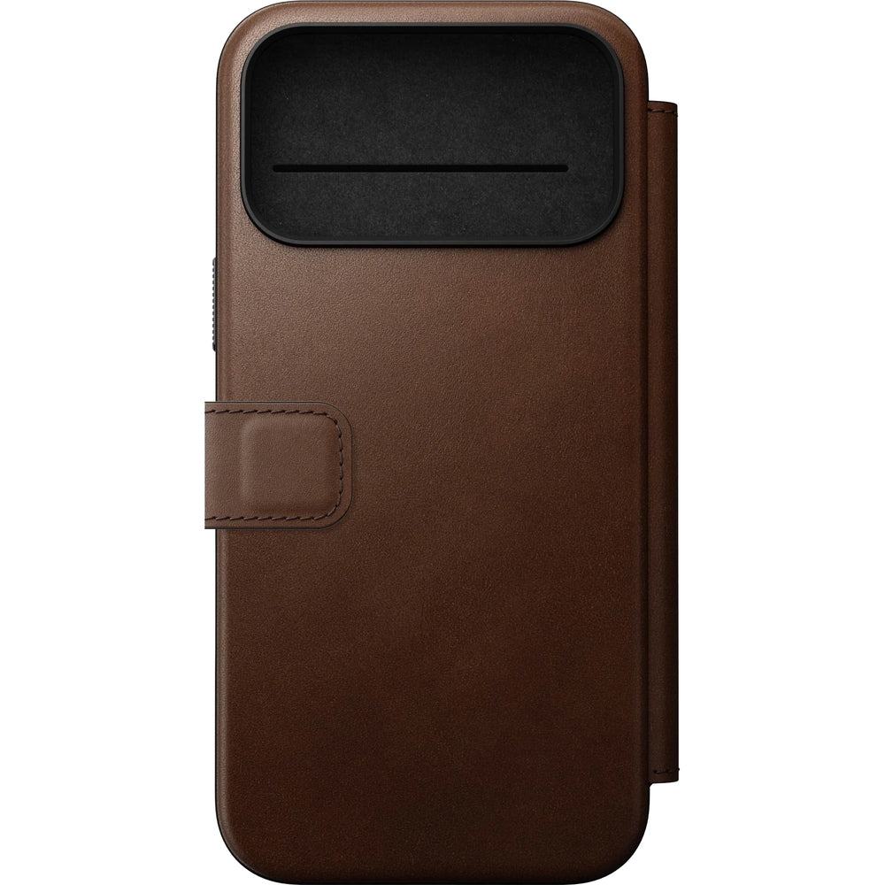 Handyhülle mit Klappe für iPhone 17 Pro Max, Nomad Modern Leather Folio mit MagSafe, Braun