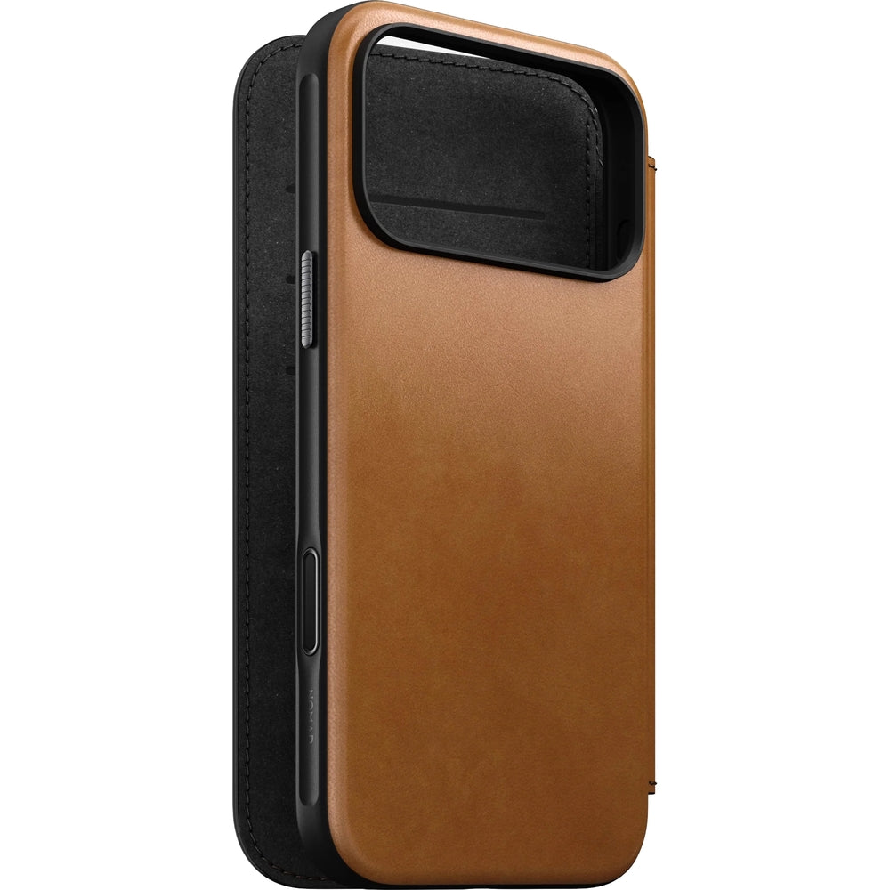 Handyhülle mit Klappe für iPhone 17 Pro Max, Nomad Modern Leather Folio mit MagSafe, Hellbraun