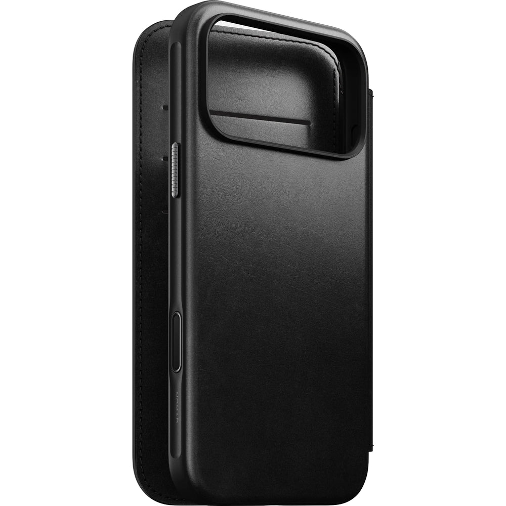 Handyhülle mit Klappe für iPhone 17 Pro Max, Nomad Modern Leather Folio Horween Series mit MagSafe, Schwarz