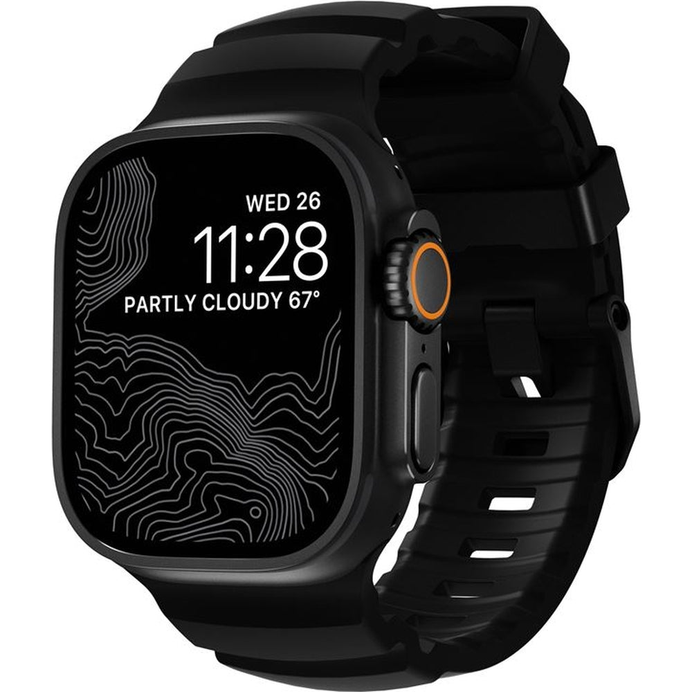 Armband für Apple Watch 49/46/45/44 mm, Nomad Rocky Point Band, Carbon schwarz
