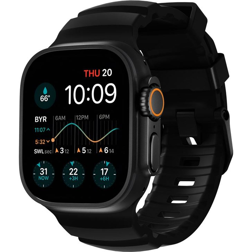 Armband für Apple Watch 49/46/45/44 mm, Nomad Rocky Point Band, Carbon schwarz