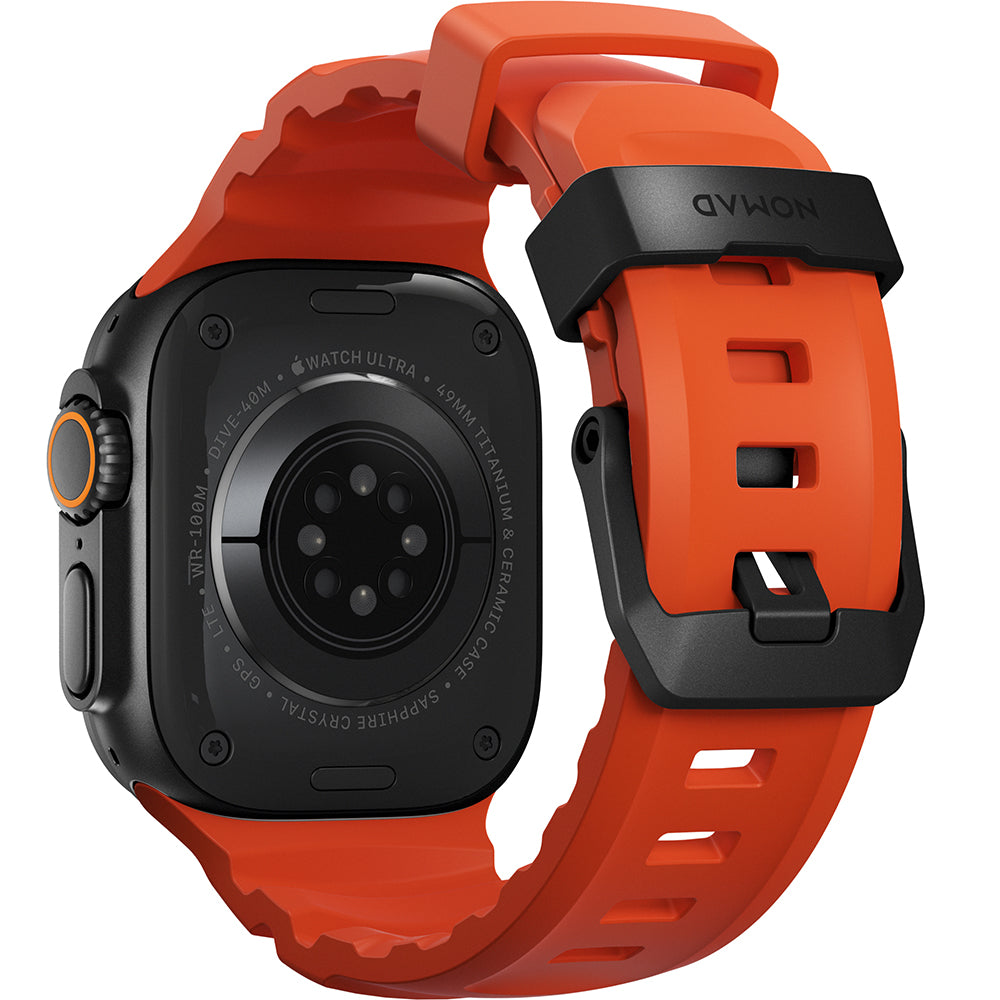 Armband für Apple Watch 49/46/45/44 mm, Nomad Rocky Point Band, Orange-Schwarz
