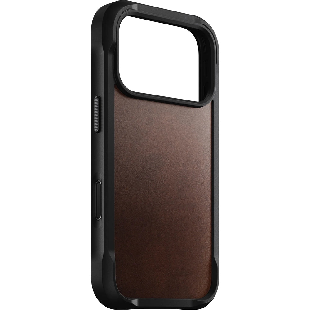 Handyhülle aus Naturleder für iPhone 17 Pro, Nomad Rugged Leather für MagSafe, Rustikal Braun