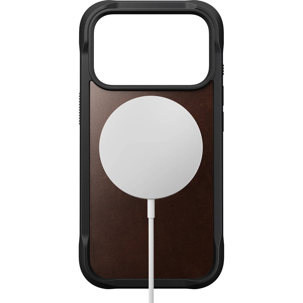 Handyhülle aus Naturleder für iPhone 17 Pro, Nomad Rugged Leather für MagSafe, Rustikal Braun