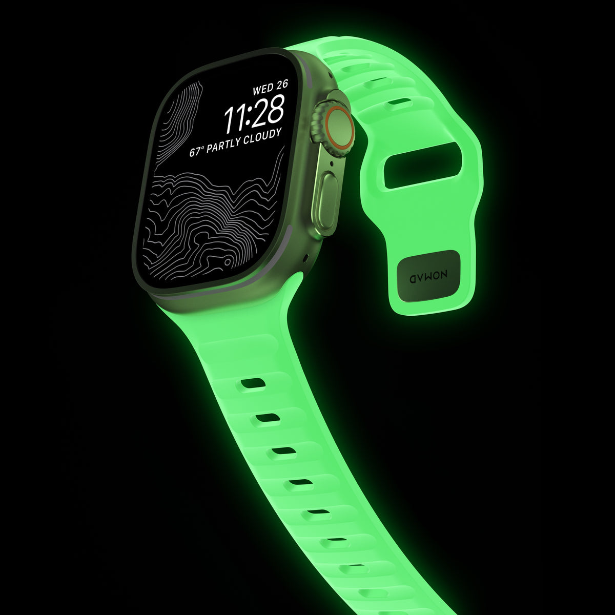 Armband für Apple Watch 49/46/45/44 mm, Nomad Sport Strap, fluoreszierendes Grün