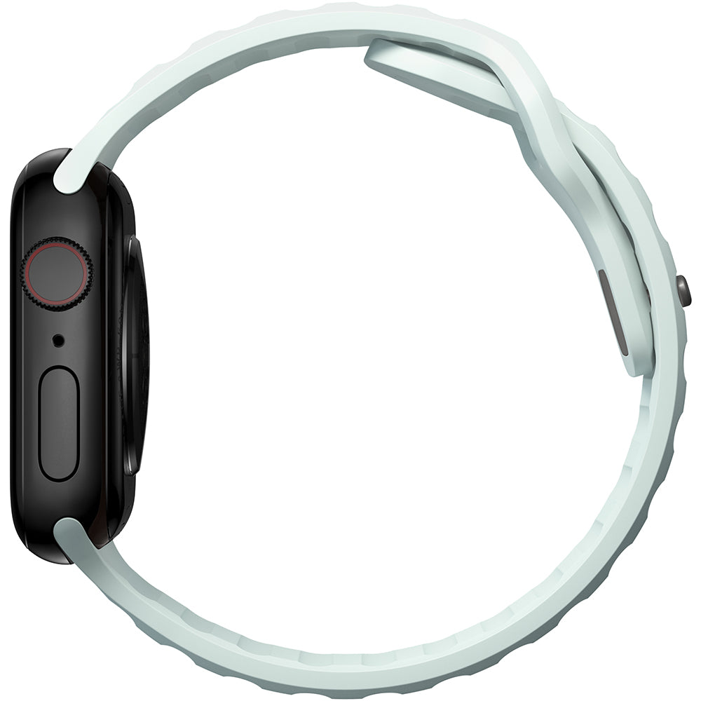 Armband für Apple Watch 49/46/45/44 mm, Nomad Sport Strap, Weiß, leuchtet im Dunkeln Blau