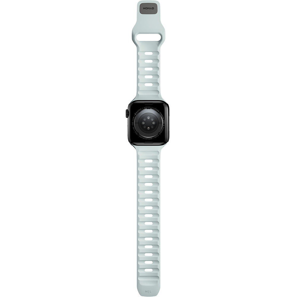 Armband für Apple Watch 49/46/45/44 mm, Nomad Sport Strap, Weiß, leuchtet im Dunkeln Blau