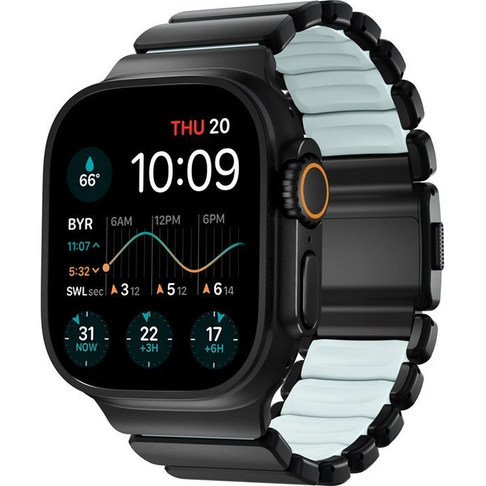 Armband für Apple Watch 49/46/45/44 mm, Nomad Stratos Band, Schwarz-blau Titan