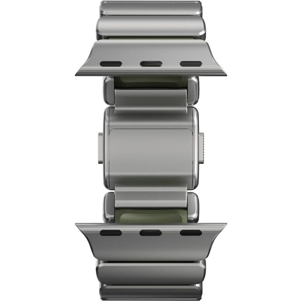 Armband für Apple Watch 49/46/45/44 mm, Nomad Stratos Band, Silber-Schwarz Titan