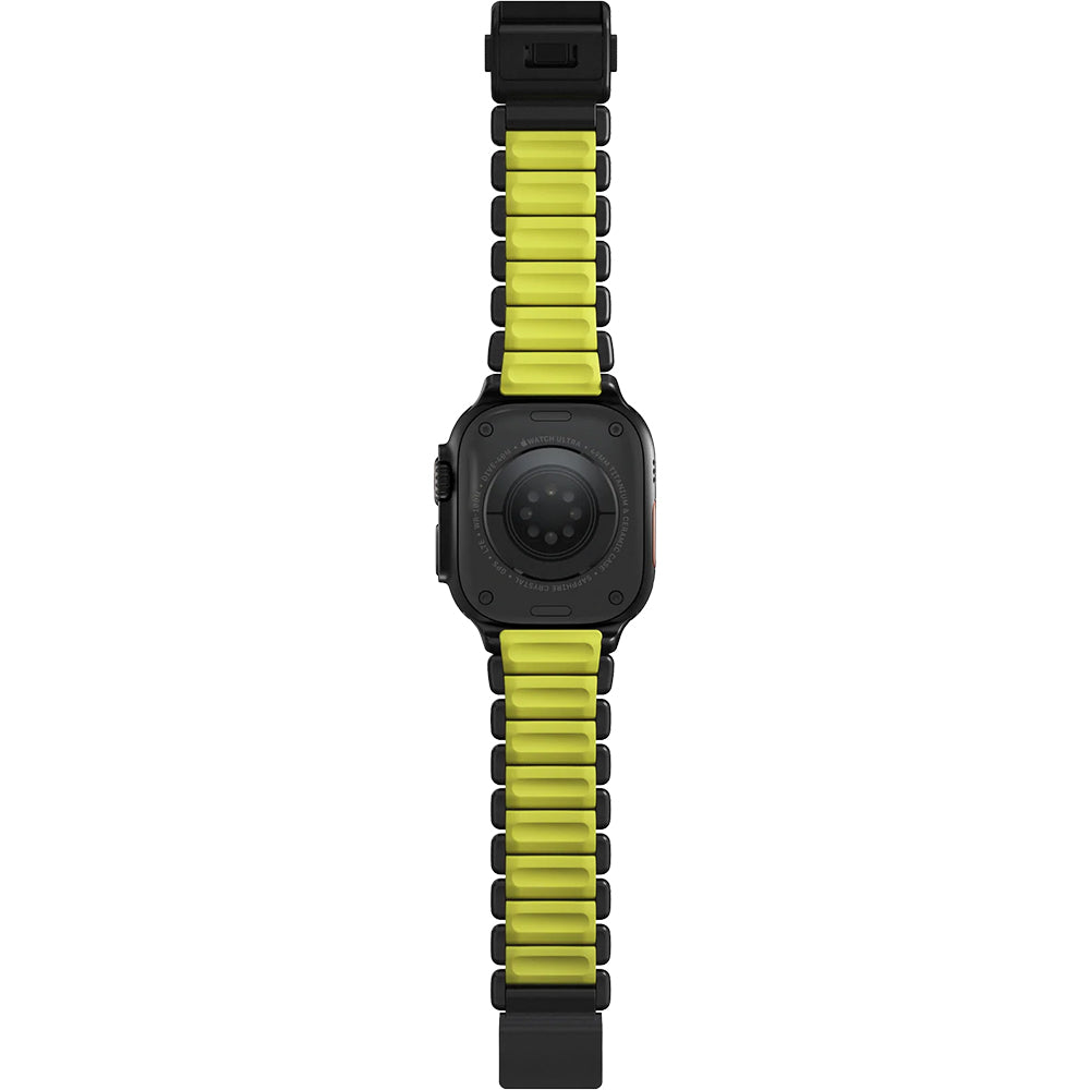 Armband für Apple Watch 49/46/45/44 mm, Nomad Stratos Band, Schwarz-Gelber Titan