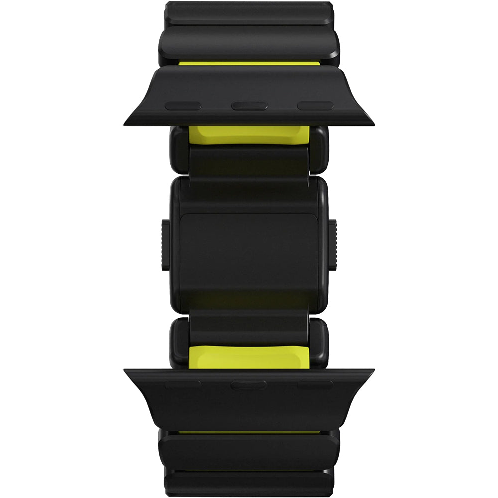 Armband für Apple Watch 49/46/45/44 mm, Nomad Stratos Band, Schwarz-Gelber Titan
