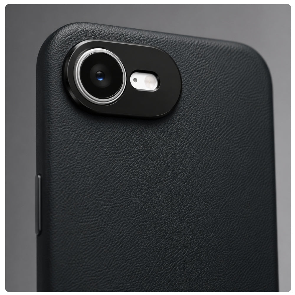 Handyhülle YAXO Leather Gear Slim Case MagSafe für iPhone 17e, schwarz (9/12)