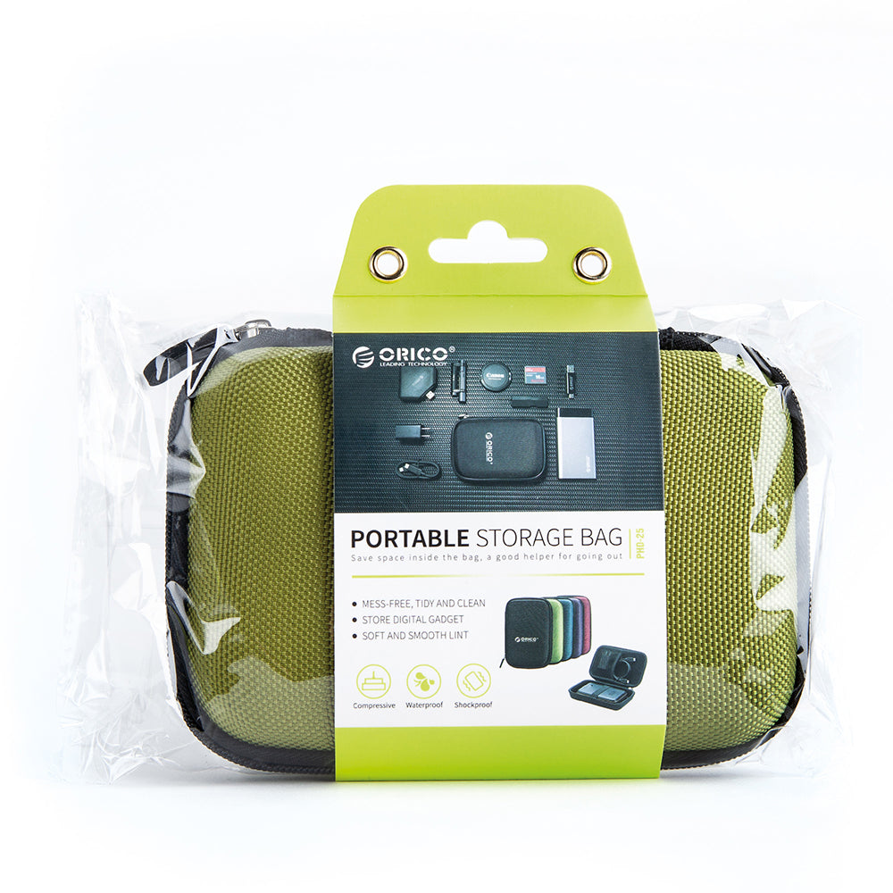 Schutzhülle für externe Festplatte 2,5" und Zubehör, Orico Portable Storage Bag, Grün