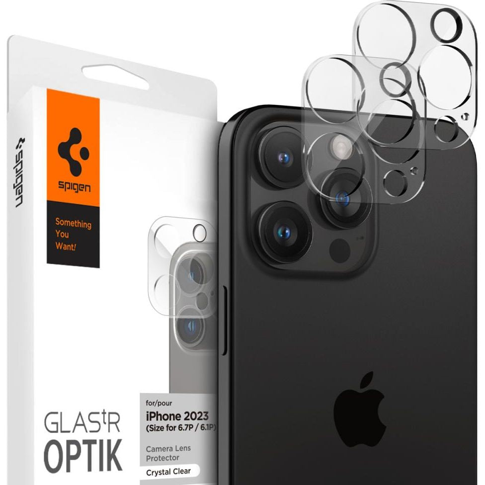 Glas für die Kamera Spigen Glas.tR Optik 2-Pack für iPhone 16 Pro / 16 Pro Max / 15 Pro / 15 Pro Max / 14 Pro / 14 Pro Max, Transparent
