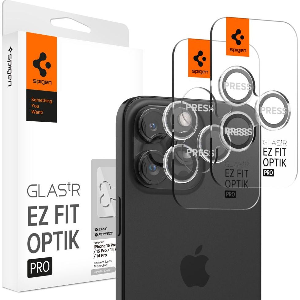 Glas für die Kamera für iPhone 17 Pro Max - 14 Pro, Spigen Glas.tR Ez Fit Optik Pro 2-Pack, Schwarz-Transparent