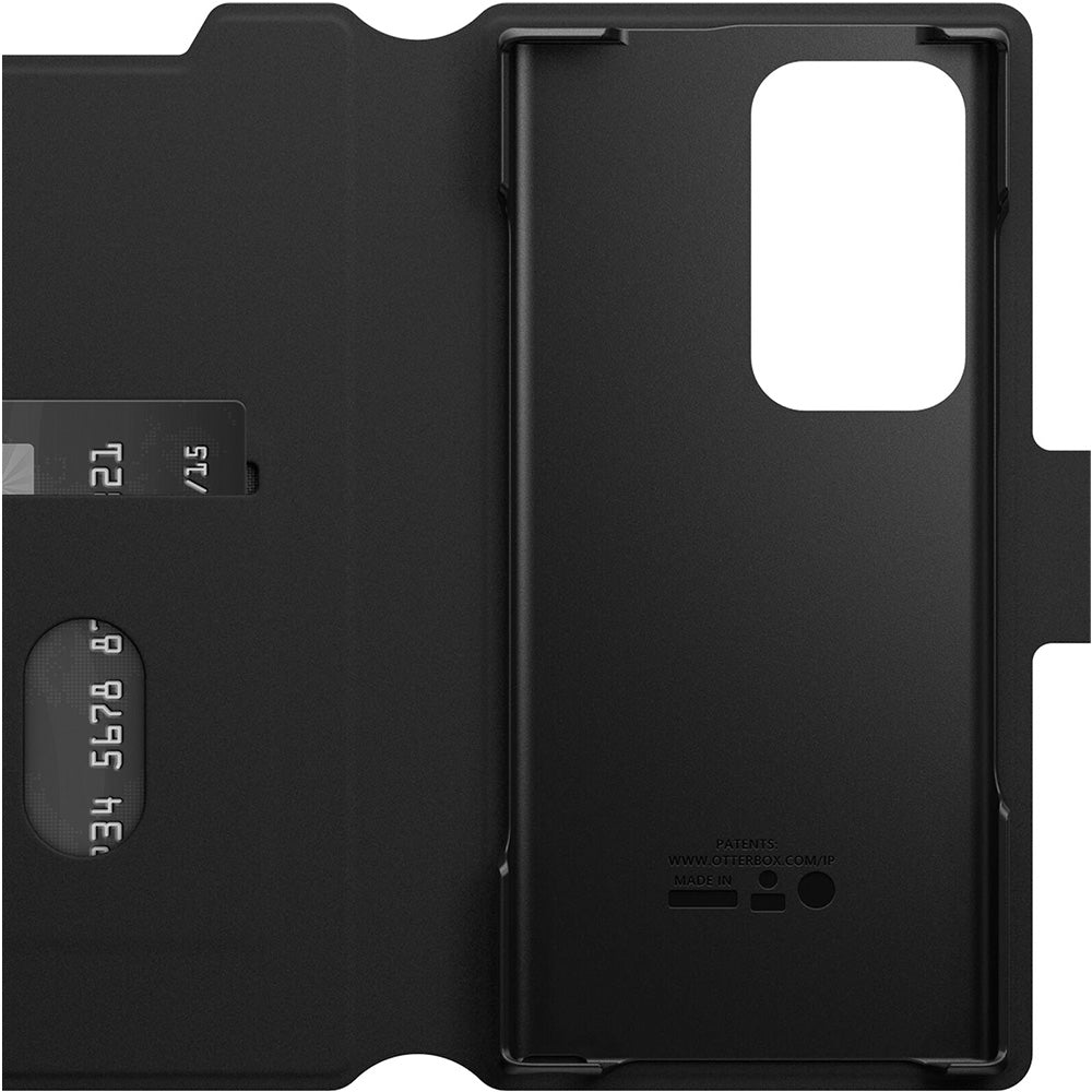 Schutzhülle mit Klappe für Galaxy S23 Ultra, OtterBox Strada Via, Schwarz