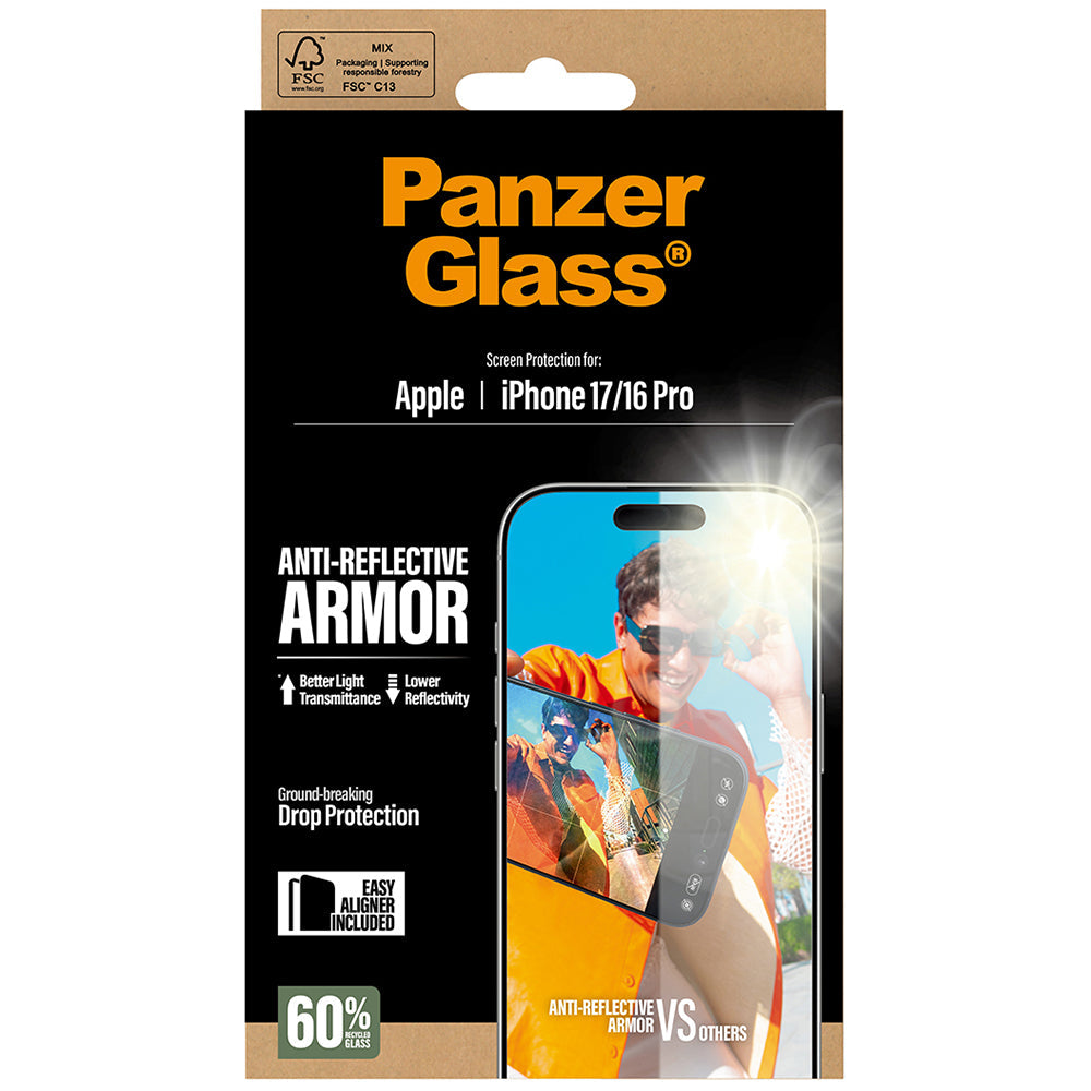 Gehärtetes Glas für iPhone 17 / 16 Pro, PanzerGlass Anti-Reflective Armor EasyAligner