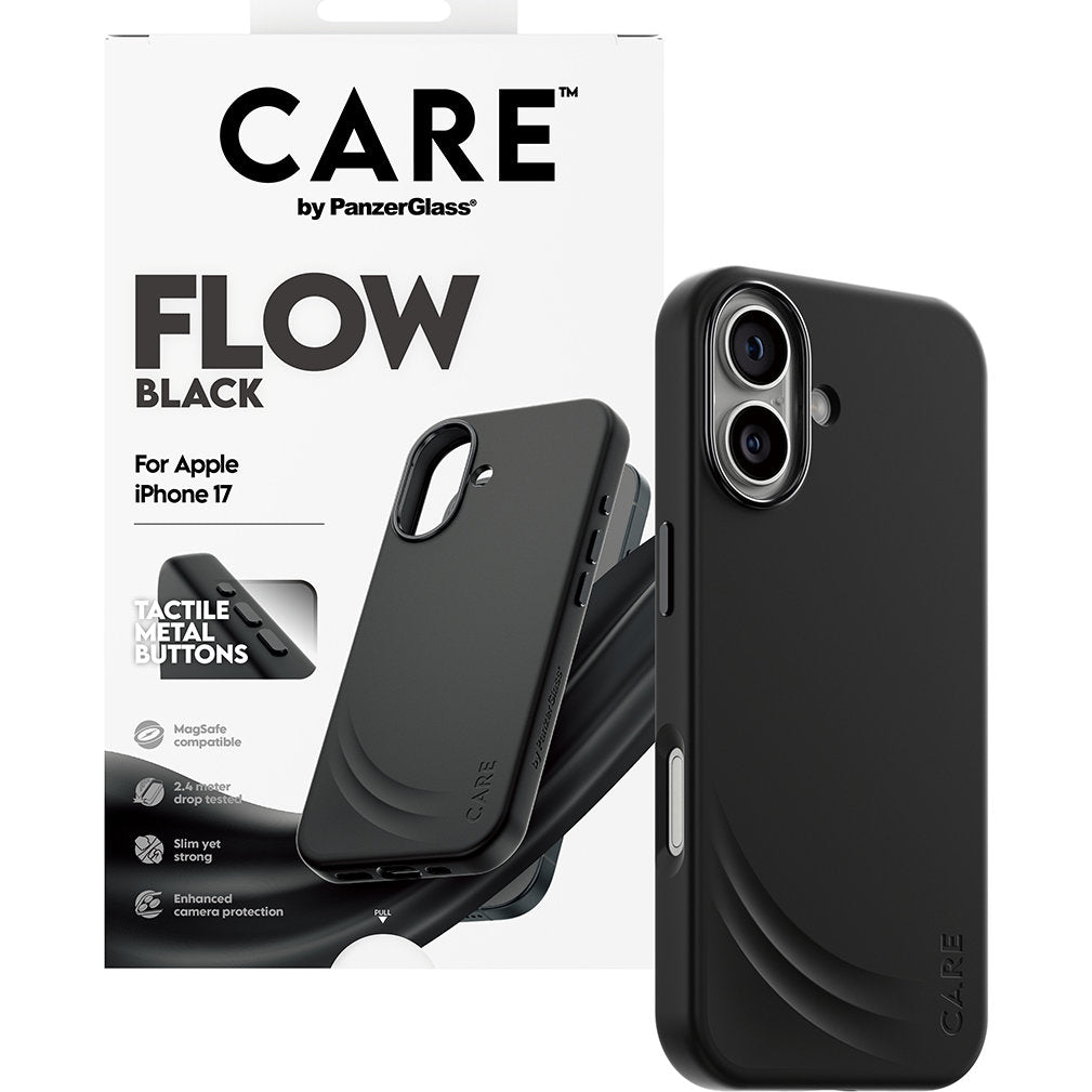 Handyhülle für iPhone 17, CARE by PanzerGlass Fashion Case Flow, Schwarz