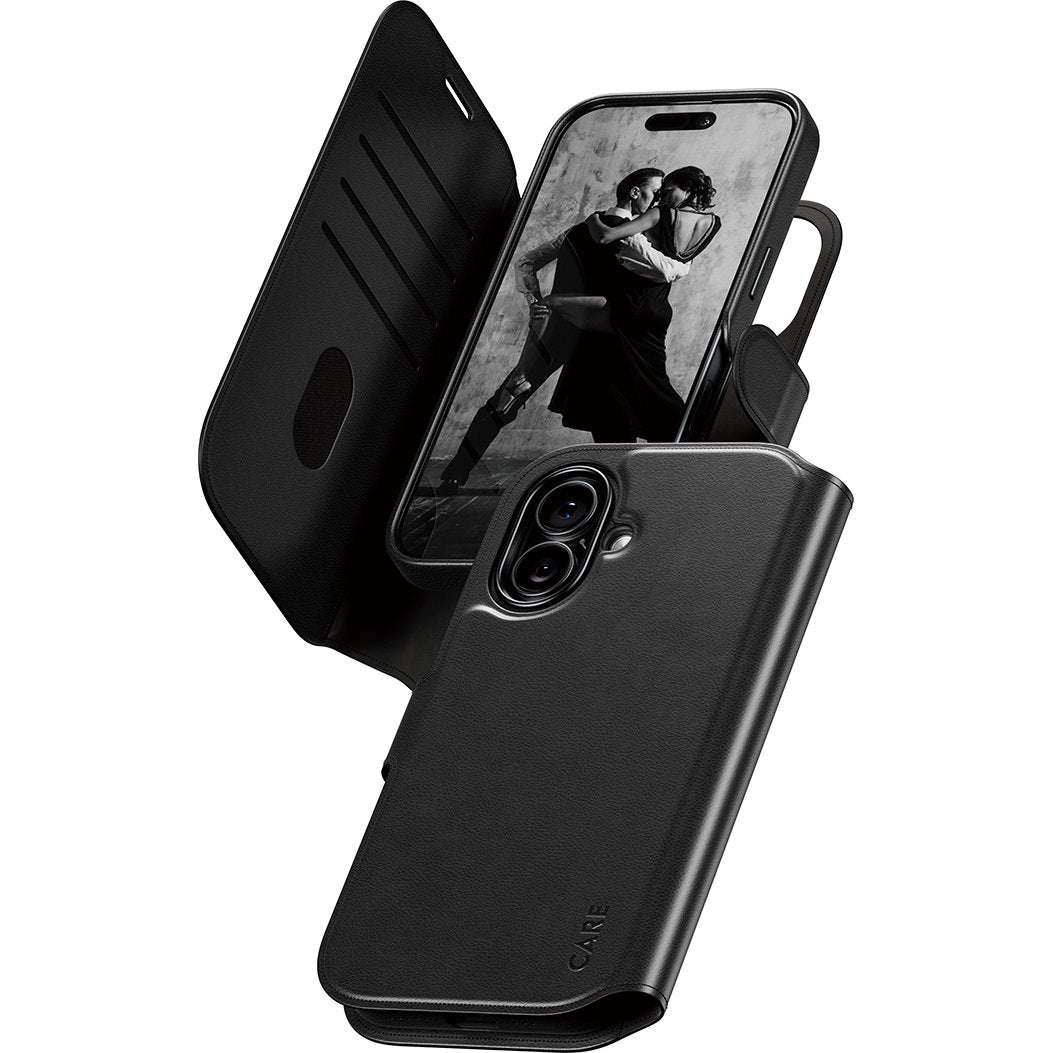 Handyhülle für iPhone 17, CARE by PanzerGlass Feature Tango 2in1 Wallet Magnetic, Schwarz