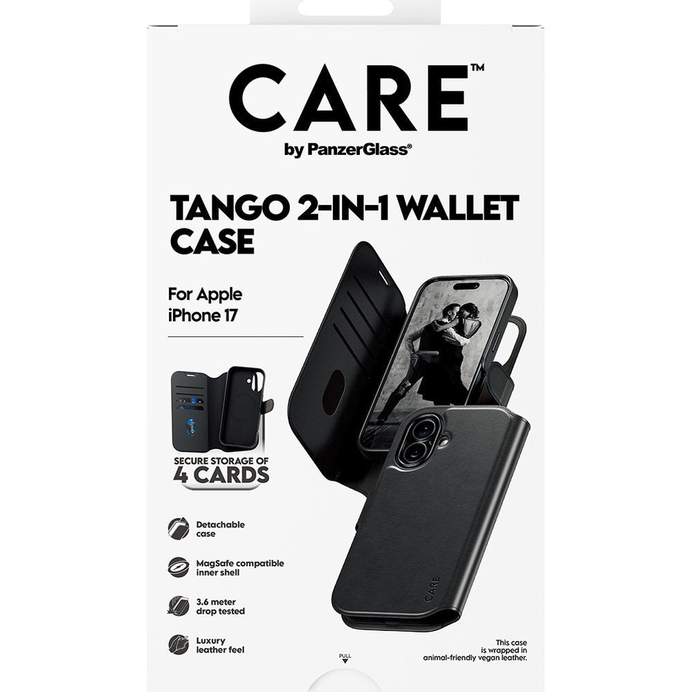 Handyhülle für iPhone 17, CARE by PanzerGlass Feature Tango 2in1 Wallet Magnetic, Schwarz