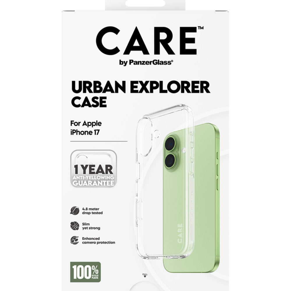 Handyhülle für iPhone 17, CARE by PanzerGlass Flagship Urban Explorer, Transparent