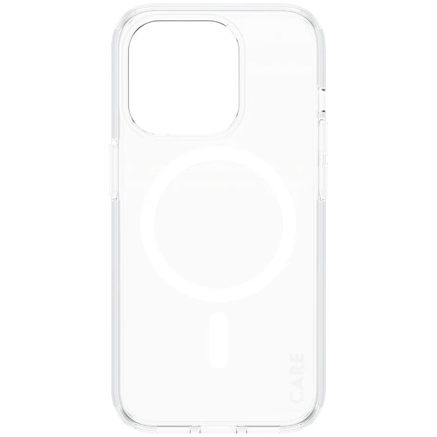 Handyhülle für iPhone 15 Pro, Care by PanzerGlass Urban Combat Case MagSafe, Transparent mit weiß