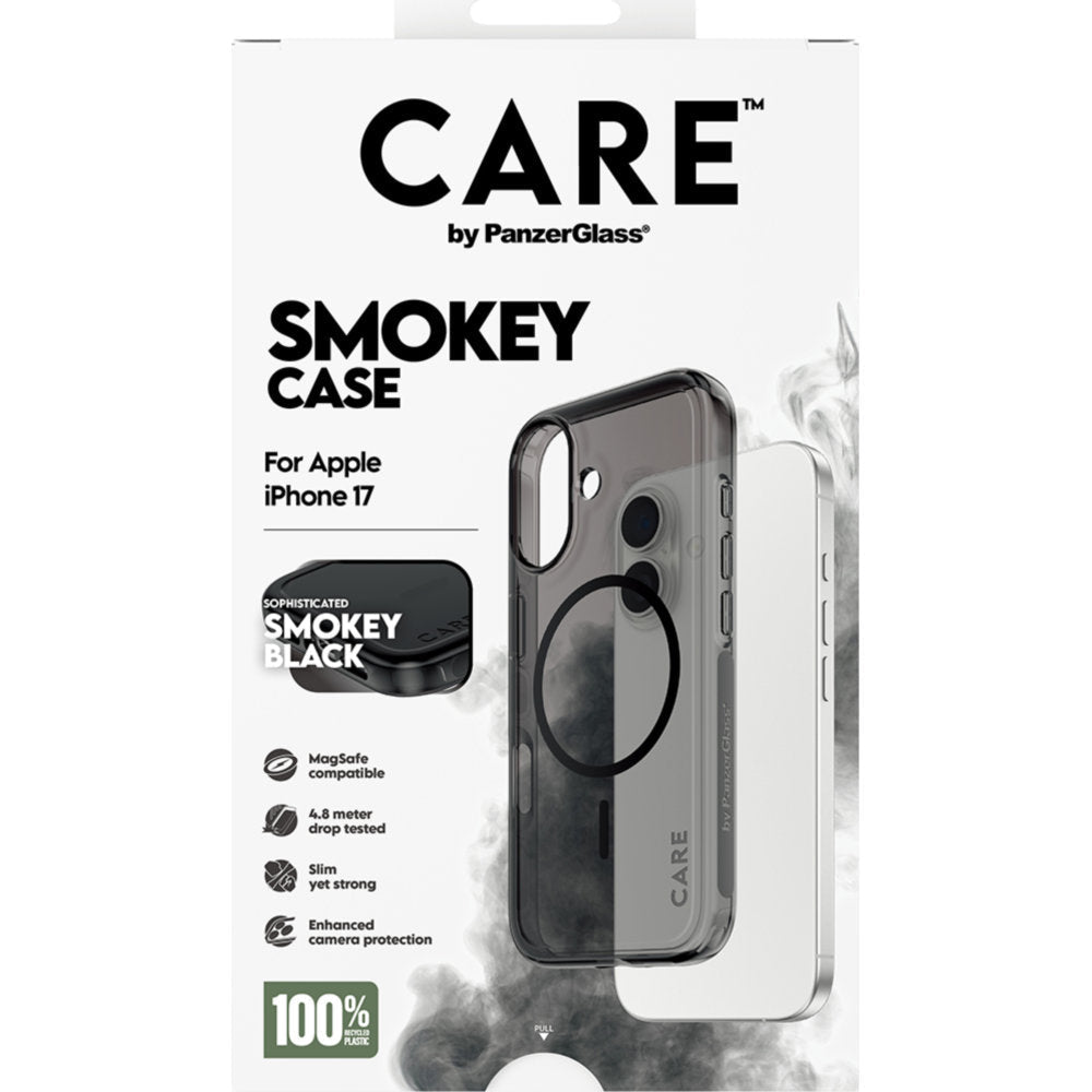 Handyhülle für iPhone 17, CARE by PanzerGlass Flagship Smokey mit MagSafe, Rauchfarben