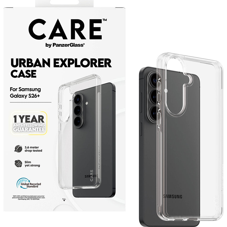 Handyhülle für Galaxy S26 Plus, CARE by PanzerGlass Urban Explorer Case, Transparent