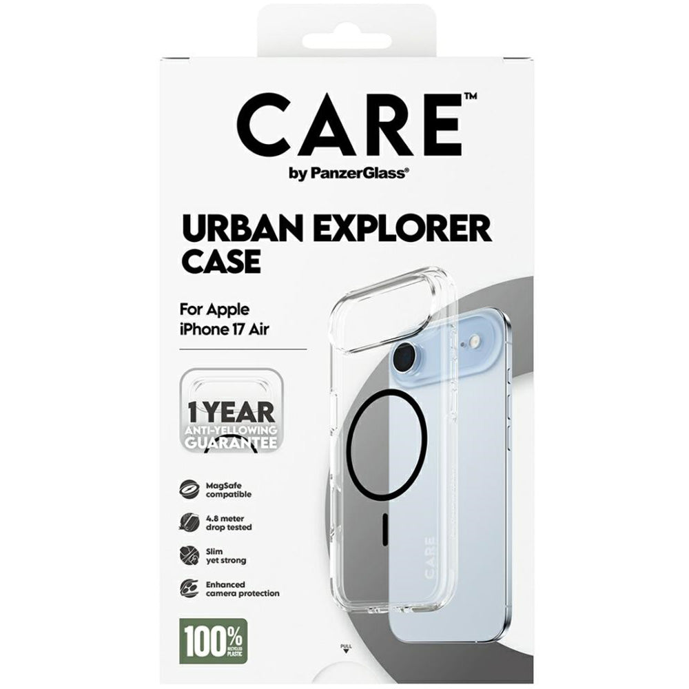 Handyhülle für iPhone Air, CARE by PanzerGlass Flagship Urban Explorer mit MagSafe, Transparent-Schwarz