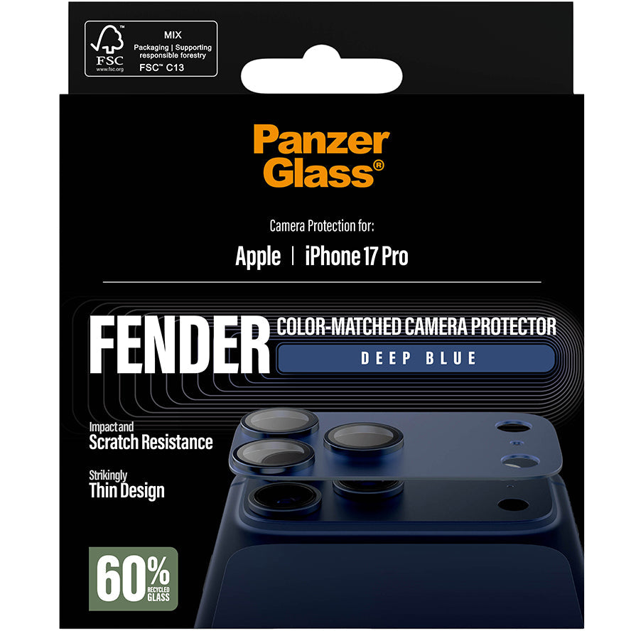 Gehärtetes Glas für die Kamera PanzerGlass Fender Camera Protector für iPhone 17 Pro, Dunkelblau