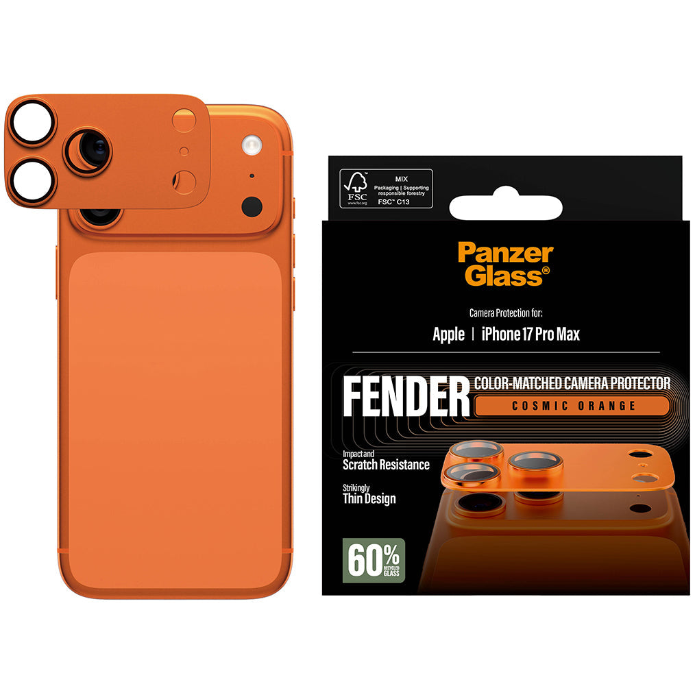 Gehärtetes Glas für die Kamera PanzerGlass Fender Camera Protector für iPhone 17 Pro Max, Orange