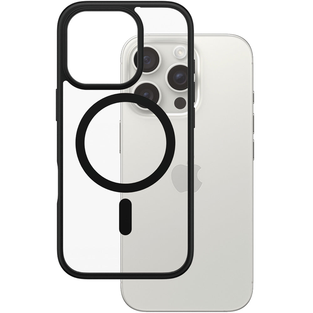 Gepanzerte Handyhülle für iPhone 16 Pro, PanzerGlass HardCase MagSafe, Transparent und Schwarz