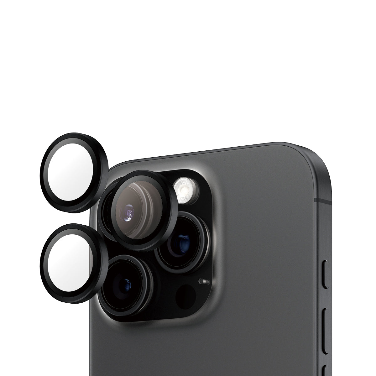 Gehärtetes Glas für die Kamera für iPhone 16 Pro Max / iPhone 16 Pro, PanzerGlass Hoops Camera Lens Protector Black Metal Edition
