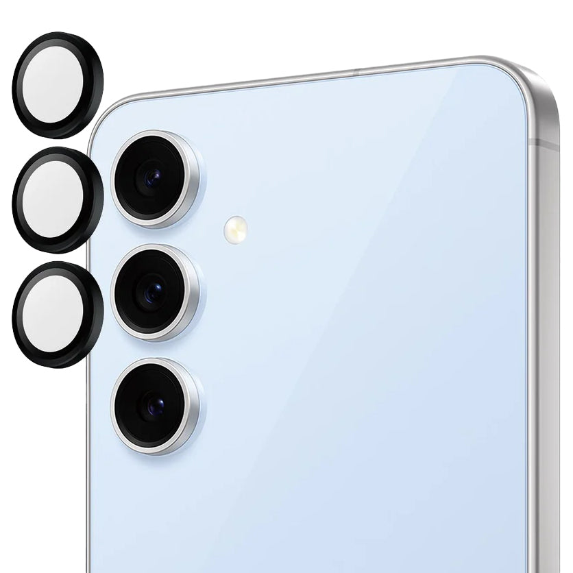 Gehärtetes Glas für die Kamera für Samsung Galaxy S24 FE, PanzerGlass Hoops Camera Lens Protector Black Metal Edition